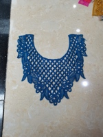 Col en dentelle de luxe avec perles et strass, broderie en fil de coton, garniture en dentelle perlée 3D