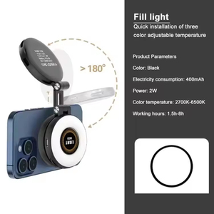 Lampe Selfie Magnétique pour <span class=keywords><strong>iPhone</strong></span> Magsafe, Anneau Lumineux LED 360° à Température de Couleur Réglable 2700-6500K, Alimenté par Batterie, avec Miroir Intégré - Product Image 6