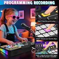 Table de mixage DJ électronique pour enfants, jouet de simulation avec microphone, contrôle de la vitesse de la lumière et mode de jeu musical