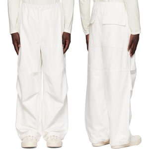 Custom <b>Men</b> <b>White</b> Loose Drawstring Denim Trousers Elastic Waistband Zip Fly 100% Cotton <b>Jean</b> Pants - Product Image 6