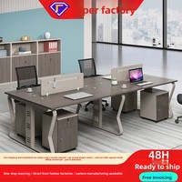 Ensemble bureau et chaise pour personnel, design moderne et simple, matériau PVC, rangement sous le bureau avec boîte à câbles, bureau d'ordinateur 4/6 places