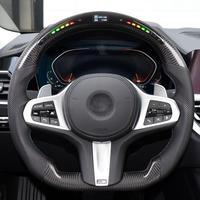 Volant BMW M-Style en fibre de carbone avec LED, cuir perforé, surpiqûres bleues, forme D pour G80 G20 G22, amélioration personnalisée OEM, vente en gros