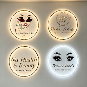 Insegna a Specchio LED Rotonda Personalizzata, Logo Retroilluminato in Acrilico per Vetrine, OEM, MOQ 1 Pezzo - Product Image 1