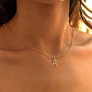 Venta caliente 316 <span class=keywords><strong>L</strong></span> Acero inoxidable inicial corazón Collar personalizado carta collar esposa novia collar - Product Image 5