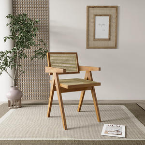 Modern Nordic Solid Wood Rattan Backrest Restaurant <b>Dining</b> <b>Chair</b> Lightweight Durable K-shaped Design Commercial Outdoor Villa - Product Image 3