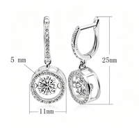 Boucles d'oreilles pendantes créoles en argent sterling 925 pour femme, avec moissanite scintillante, bijoux de mode pour le quotidien et les mariages