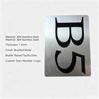 Plaque de porte d'ascenseur en acier inoxydable 304 personnalisée avec braille et numéro de étage tactile en relief pour hôtel, hôpital, bureau, immeuble