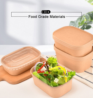 Récipient de papier jetable épais Kraft Chinesse pour aliments chauds en papier pour salade Dessert Snack à emporter
