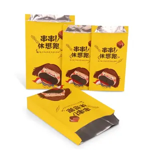 Custom Disposable Food Oil Proof Aluminum Tin Foil Kebabs Roast Chicken Fried Skewers Bbq Paper Takeaway Packaging Bag