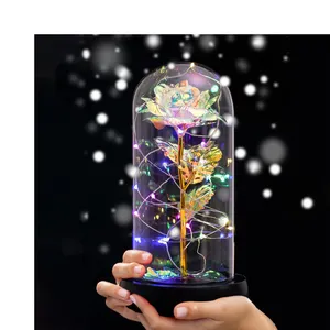 Wholesale Gift Box Customized Logo Eternal Artificial Roses Galaxies Light Up Led Enchanted Galaxy Rose
