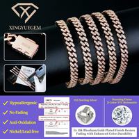 Bracelet cubain XINGYUEGEM Miami 6 mm plaqué or rose 18 carats en argent 925 avec micro-incrustation unisexe de moissanite taille brillant GRA