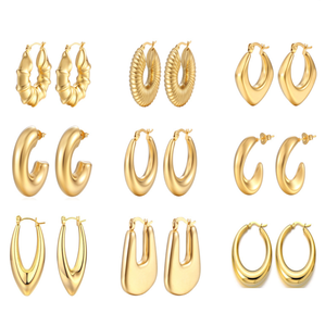 Pendientes de aro gruesos Pendientes de acero inoxidable Joyería chapada en oro de 18K Tendencia de mujer <span class=keywords><strong>2023</strong></span> - Product Image 2