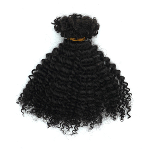 KAMA alta calidad 4A <span class=keywords><strong>Remy</strong></span> cabello venta al por mayor estilo de ganchillo <span class=keywords><strong>Afro</strong></span> rizado extensión de cabello humano a granel Natural - Product Image 1