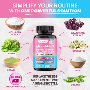 Capsules de Collagène OEM/ODM à <span class=keywords><strong>Prix</strong></span> Usine, Vente Chaude, 14-en-1, Soutien Anti-Âge, Santé des Cheveux, des Ongles et des Articulations, Mélange <span class=keywords><strong>Vital</strong></span> Glow 64000mcg, 60 Capsules - Product Image 4