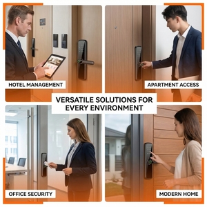 Serrure de porte intelligente sans clé 2026 Tuya Wifi Ttlock, biométrique, numérique, par empreinte digitale, mot de passe, <span class=keywords><strong>carte</strong></span>, contrôle à distance par application, électronique, pour la maison - Product Image 2