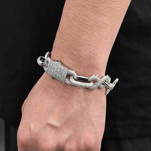 925 Sterling <b>Silver</b> VVS Moissanite Thorn Cross <b>Cuban</b> <b>Link</b> Bracelet Iced Out Hip Hop Bling Jewelry Luxury Diamond <b>Chain</b> Bracelet - Product Image 2