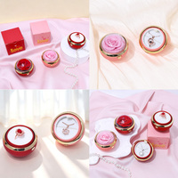 Boîte à bijoux en acrylique mat en forme de dôme, rose rouge, directement de l'usine, pour fleurs éternelles, boîte cadeau pour bague de fiançailles, personnalisable