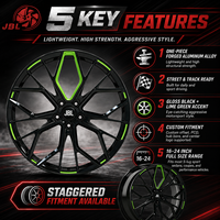 Nouvelles jantes monobloc forgées 16-24 pouces noir brillant multi-rayons en alliage d'aluminium léger pour tuning de berlines sportives, coupes et supercars