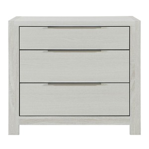 Modern Transitional Beige Nightstand 3 Drawer Wooden Bedroom <b>Storage</b> <b>Bedside</b> Cabinet - Product Image 2