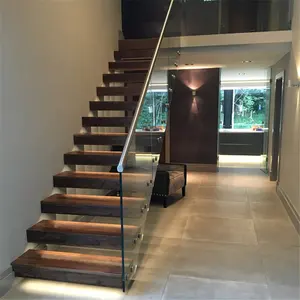 Ace Indoor Floating Staircase Factory Direct Supply Solid Wood Stair Treads Floating Stairs