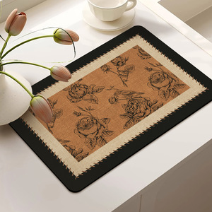 Tapis de drainage rétro pour comptoir de cuisine 30x40cm 40x60cm en fibre de polyester absorbante, style rectangulaire - Product Image 3