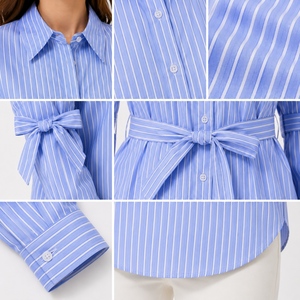 Nuova Camicetta <span class=keywords><strong>Chic</strong></span> Europea 2024 Personalizzata con Stampa a Righe, Vita Stretta e Maniche Lunghe per <span class=keywords><strong>Donna</strong></span>, Produttore di <span class=keywords><strong>Abbigliamento</strong></span> - Product Image 3