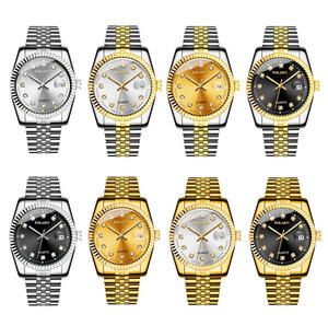 Đồng hồ đeo tay dây đeo bằng thép không gỉ dành cho những người yêu thích sang trọng đồng hồ thạch anh kim cương giả mặt số hiển thị ngày tháng 36mm và 26mm - Product Image 6