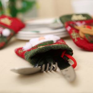 ถุงใส่ช้อนส้อมผ้าลายถุงมือคริสต์มาสสีแดงเขียวตกแต่งบ้านน่ารัก - Product Image 5