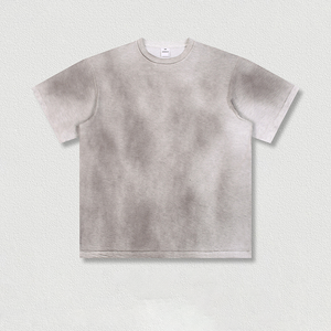 160GSM Coton-Lin mélangé peint à la main T-Shirt Hommes-High Street American Vintage Loose Fit Streetwear Tee (OEM/ODM) - Product Image 5