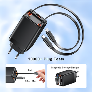 multi-voltage <b>usb</b>-c pd gan chargers retractable charger Foldable Plug 65W wall gan charger australia - Product Image 3