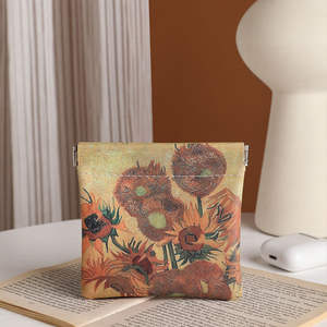 Creativo semplice Mini contenitore portatile in pelle per rossetto custodia di piccole dimensioni Shrapnel di girasole pittura a olio elegante fiore - Product Image 6