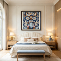 Art Mural Artisanat Tapisserie Panneau Arrière MDF Motif Floral Vintage Exquis Texturé pour Décoration Maison Luxueuse