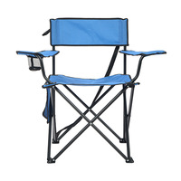Chaise pliante de camping pour parc de loisirs en plein air avec porte-gobelet, sangle d'épaule et accoudoirs, mobilier d'extérieur carré en acier au carbone et tissu Oxford