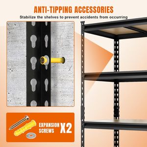 Estante Metálica Leve com Prateleiras Perfuradas para Armazenamento Doméstico, Garagem e Oficina - Organizador e Expositor com Proteção Contra Corrosão - Product Image 2