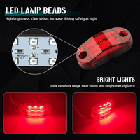 Feu de gabarit latéral LED 12V 24V pour camion, feu de signalisation d'avertissement ambre/rouge pour remorque, bus, SUV, camion, remorque