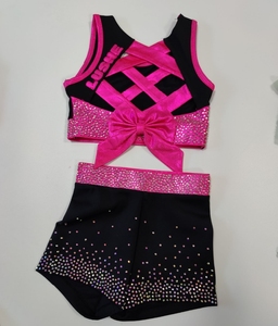 Uniforme de Animadora de Canadá y Australia <span class=keywords><strong>para</strong></span> <span class=keywords><strong>Niñas</strong></span>, Top Corto Rosa y Pantalones Cortos, Ropa Deportiva - Product Image 2
