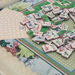 Juego de 166 Fichas de Mahjong Americanas de Color <span class=keywords><strong>Verde</strong></span> Jade con Núcleo Morado, Patrón Clásico de Dragón y <span class=keywords><strong>Linterna</strong></span>, de Melamina - Product Image 5