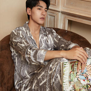 Nuovi Arrivi 2026: Pigiami di Lusso in Raso di Seta per Uomo, Maniche Lunghe, Estivi, Taglie Forti, Abbigliamento da Notte Maschile - Product Image 2