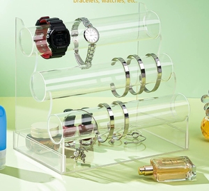 Tùy chỉnh có thể tháo rời 3 tầng rõ ràng Acrylic đồng hồ hiển thị giá Acrylic trang sức hiển thị đứng Vòng đeo tay tổ chức cho đồng hồ đeo tay - Product Image 4