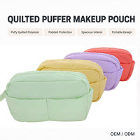 Pochette cosmétique matelassée personnalisée avec logo, petite trousse de maquillage, organiseur de voyage, sac de rangement pour gadgets pour femmes