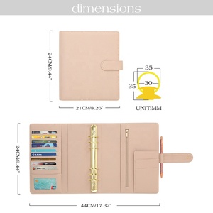 Hongbo Best Selling 33-Colored Pebble Leather 35MM 6-Gold-<strong>Ring</strong> Bound A5 <strong>Ring</strong> Planner Agenda Budget <strong>Binder</strong> With Zipper As Gift - Product Image 2