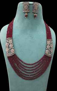 Fabricant indien 6 couches femmes plaqué or Bollywood Kundan Style ethnique mariage fiançailles perle Mala collier ensembles - Product Image 3