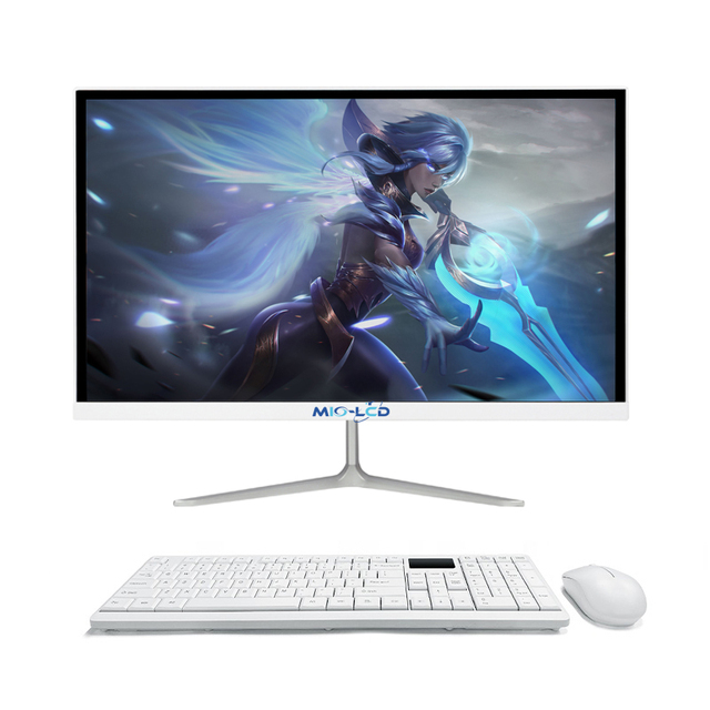 White AIO PC Desktop Computer All I3 I5 I7 Gaming 24 Inch LED OEM Monoblock SSD Desktop Computer Full Set Used for Business 4GB