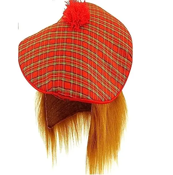 स्कॉटिश टोपी वयस्क के साथ बाल टोपी लाल वयस्क आकार महिलाओं को पुरुषों के लिए