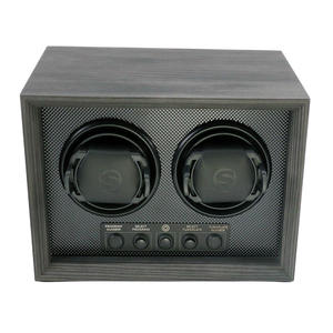 豪华定制标志自动数字显示黑色木质2槽手表收卷机保险箱手表储物包装盒 - Product Image 2