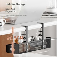 Organizador de Cables para Escritorio, Cesta de Malla Metálica de Acero al Carbono, Plegable, Sin Necesidad de Perforación, Almacenamiento de un Solo Nivel Debajo del Escritorio