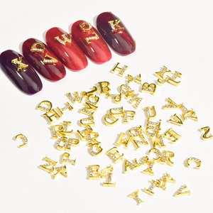 New Nail Art 26 Thư Hợp Kim Trang Sức Nhật Bản Vàng Sáng Thư Trang Sức Nail Kim Cương Charms - Product Image 1