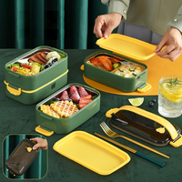 Boîte à déjeuner multicouche boîte à Bento en acier inoxydable 304 boîte à déjeuner à Double grille avec poignée