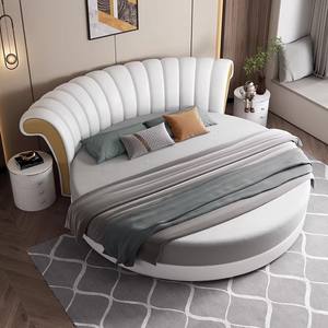 <span class=keywords><strong>Cama</strong></span> Redonda Moderna de Lujo Ligero, Juego de <span class=keywords><strong>Cama</strong></span> de Diseño Nuevo de Alta Calidad para Muebles de Dormitorio de Hotel, <span class=keywords><strong>Cama</strong></span> Redonda de Cuero Suave - Product Image 3