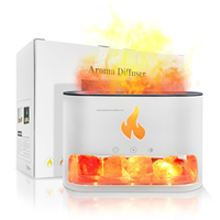 Humidificateur à ultrasons 250 ml en pierre de cristal, diffuseur d'huiles essentielles, cadeau de Noël, purificateur d'air à effet flamme